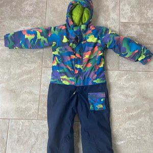 The North Face Toddler Insulated Jumpsuit 3T 3B Camo Blue Snow Suit Winter Kids